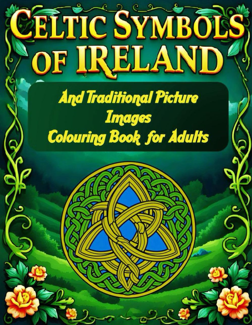 Celtic Symbols Of Ireland And Traditional Picture Images Colouring Book For Adults