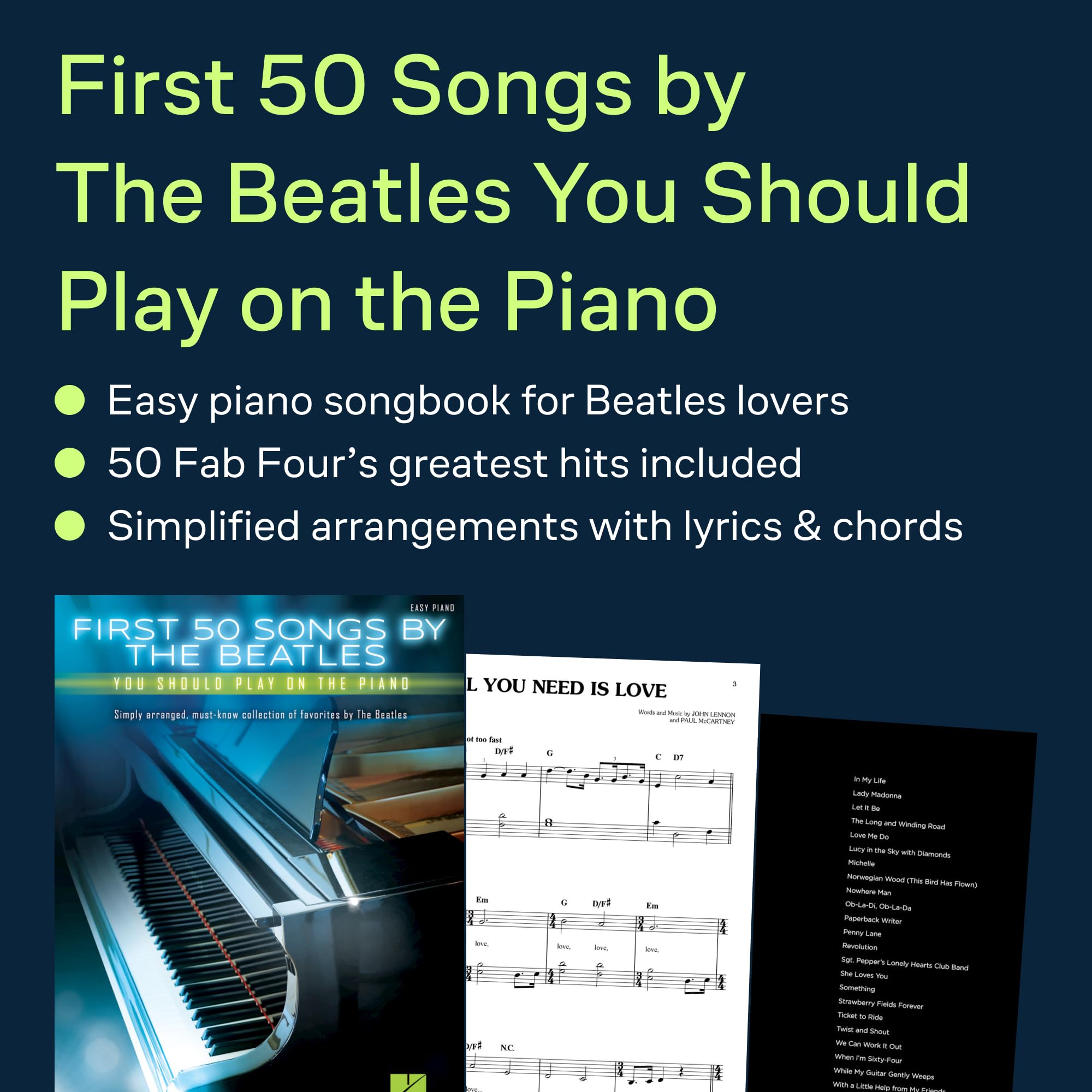 First 50 Songs by The Beatles Easy Piano You Should Play on The Piano