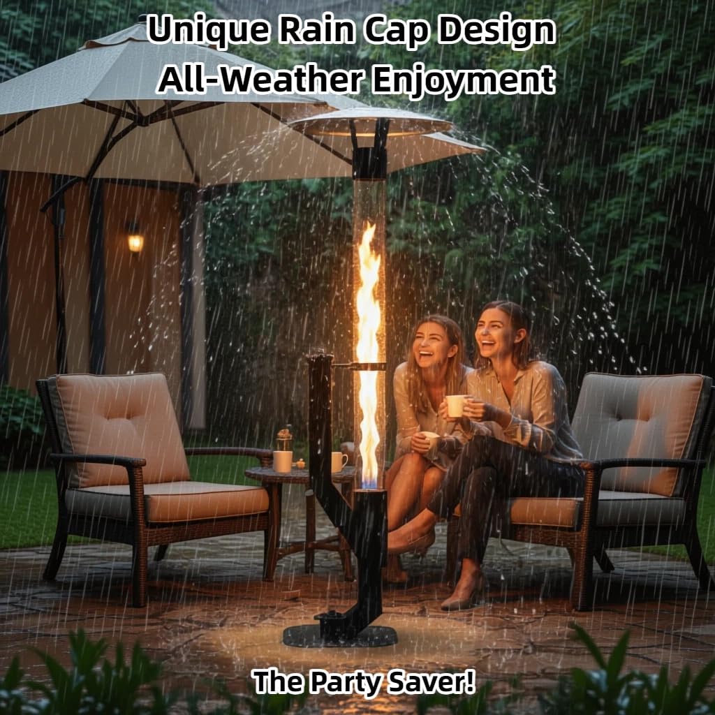 61" Pellet Patio Fire Pit with Glass Tube | Outdoor fireplace with adjustable airflow, ash tray and rain cap.Creates a cozy flame display for patios and gardens. image 6