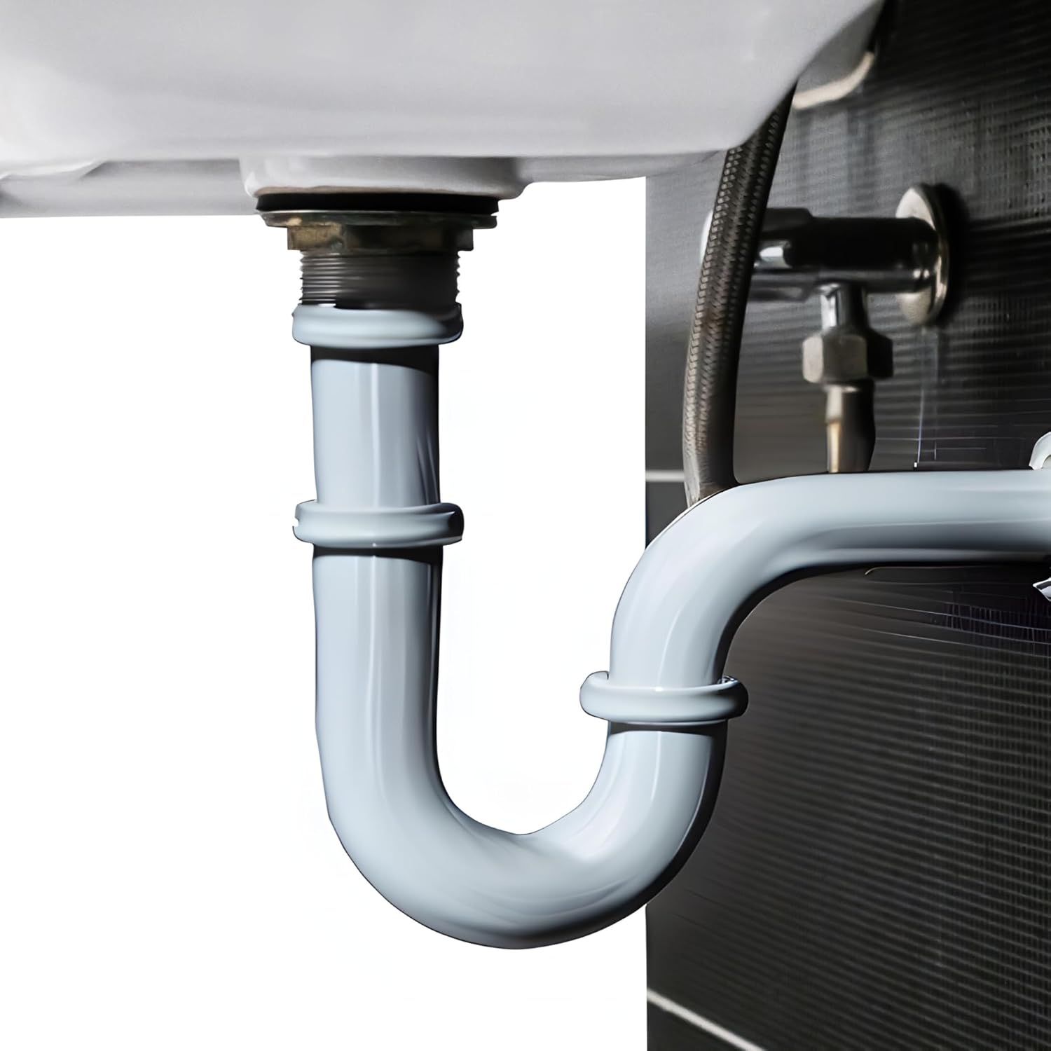 Westbrass R400-1-50 1-1/2" P-Trap with High Box Flange, 1-Pack, Powder Coat White