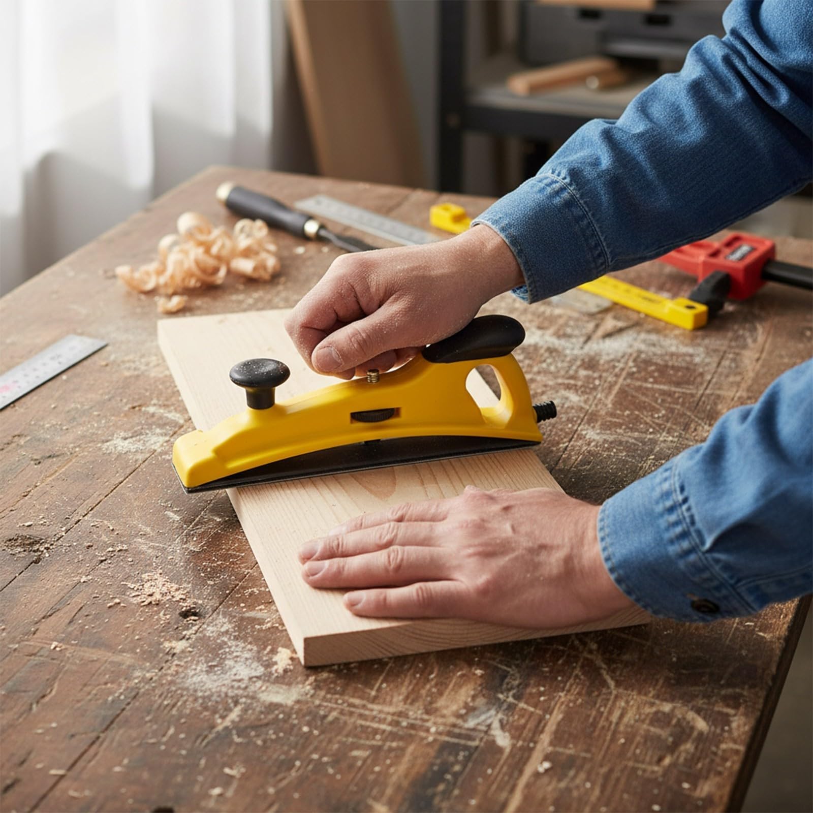 Blocco abrasivo portatile regolabile con impugnatura ergonomica antiscivolo, regolazione dell'angolo di spinta e manopola, porta di aspirazione della polvere rimovibile, in plastica per il ripristino