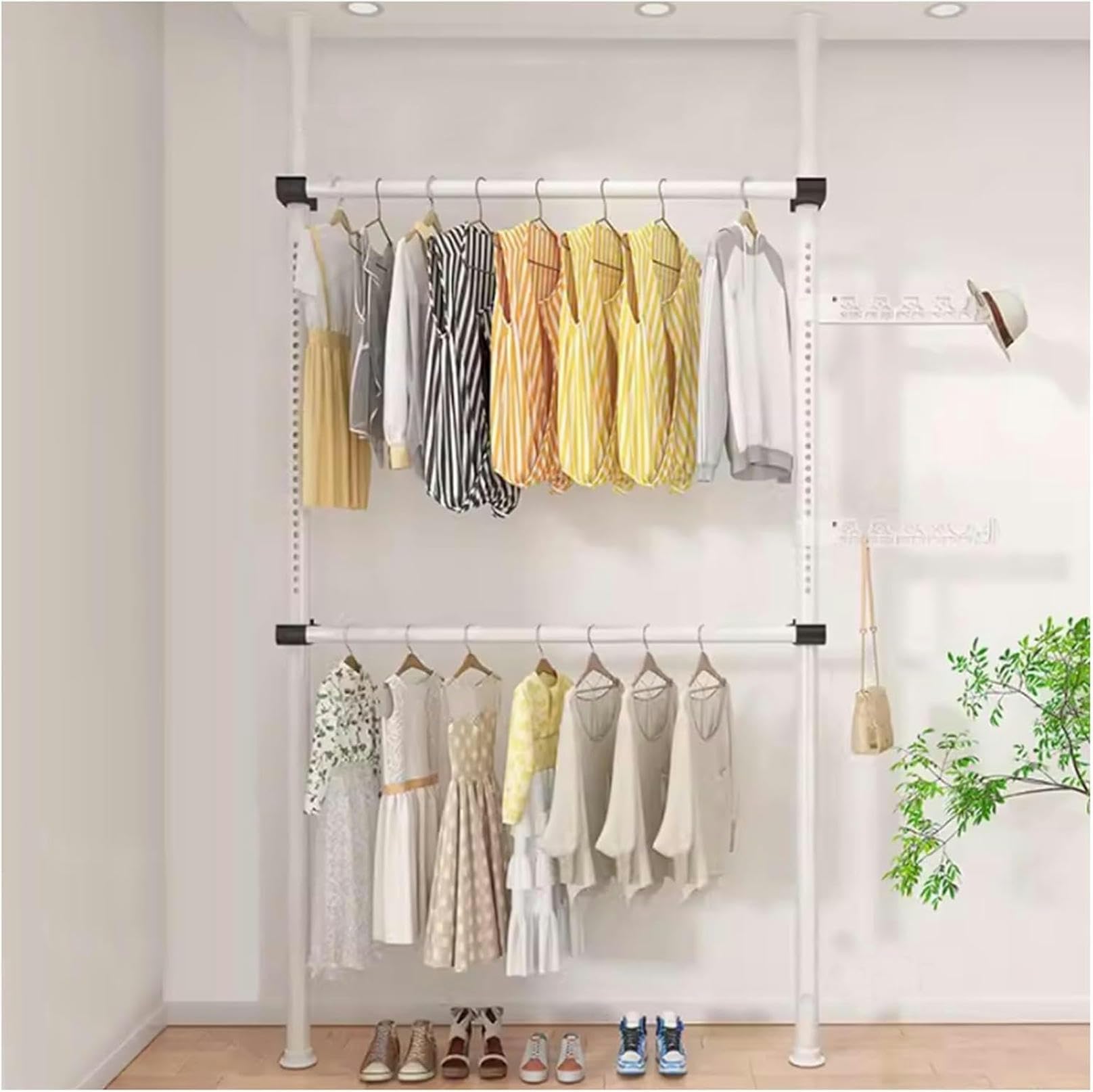Porte-manteaux autonomes de grande capacité et dressing télescopique sans percer le mur