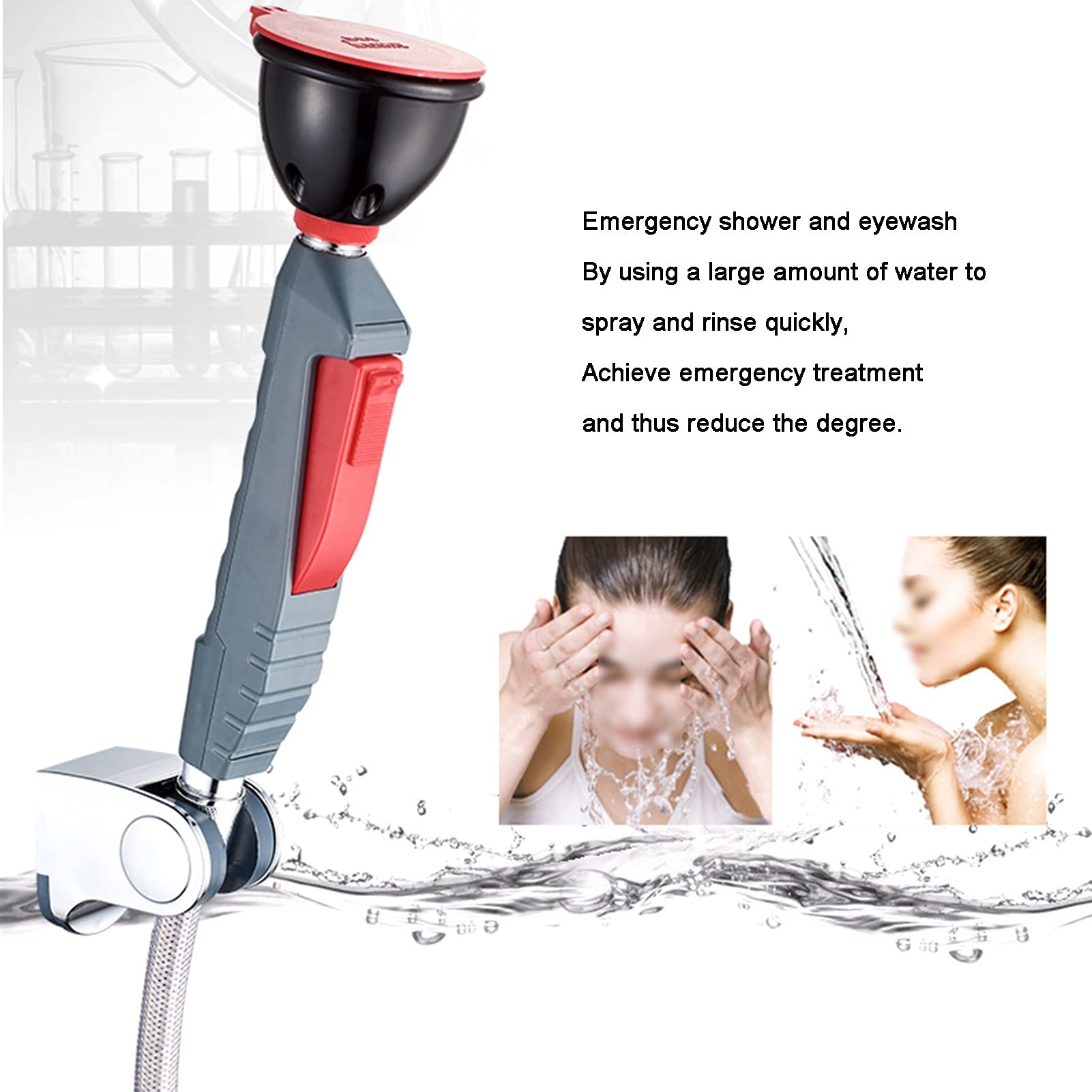 Notfall-Augenspüler Hand-Augendusche Drench-Schlaucheinheit Spray Wandmontierte Einzelkopf-Augenspülstation Gesichtsspüldusche for Labor- und Industriegebrauch (Size : 220mm)