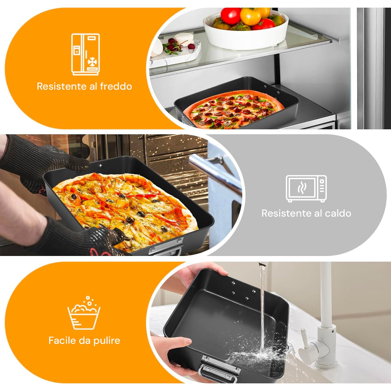 Avilia Set 4 Teglie Antiaderenti in Acciaio al Carbonio 20-25 - 30-35 - Cottura Uniforme Senza Grassi per Pizze e Torte | Made in Italy, Facili da Pulire, Ideali per Famiglie