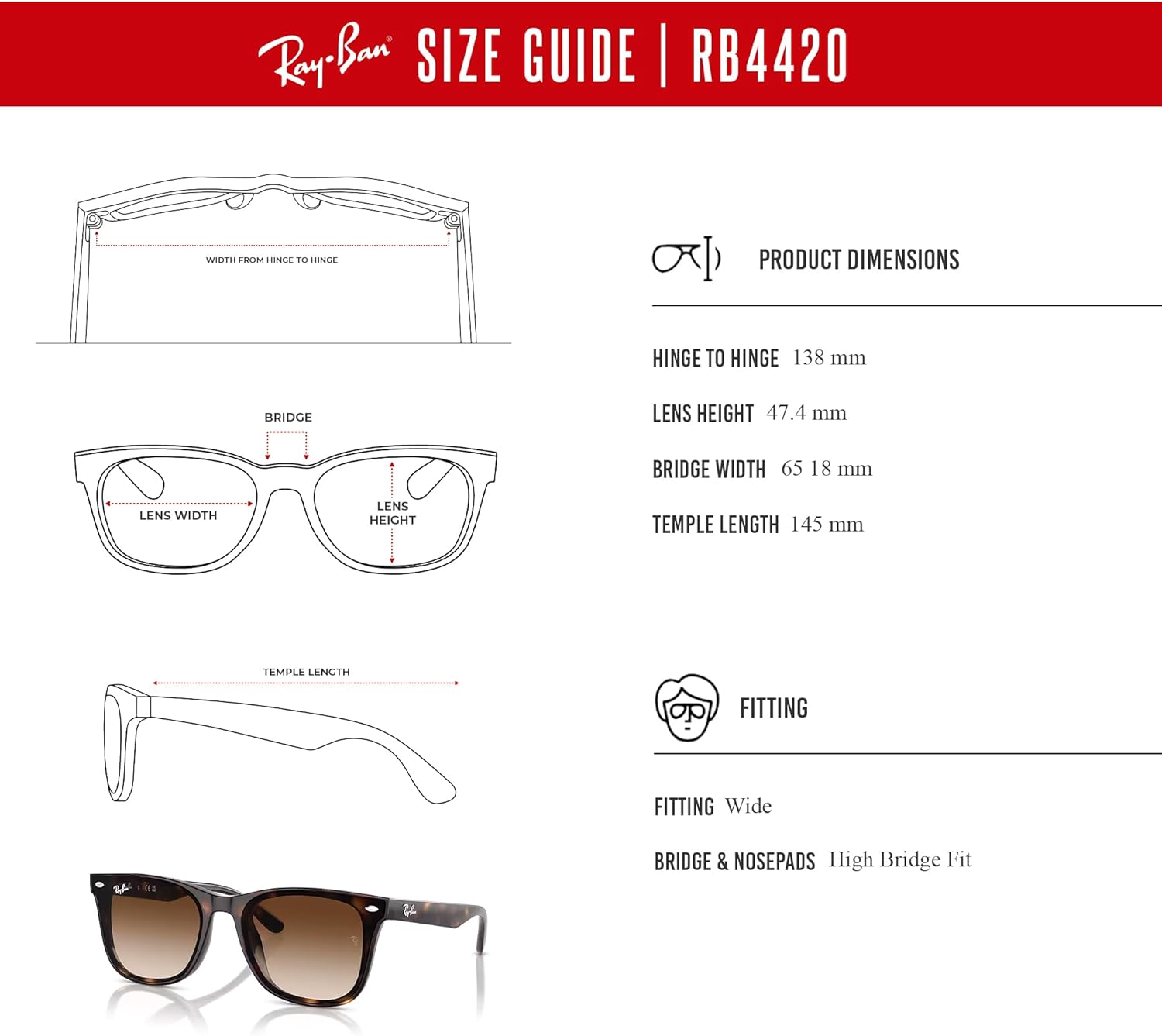 Ray-Ban RB4420 Square Sunglasses for Men for Women + BUNDLE with ACCESSORY EYEWEAR KIT - Image 6