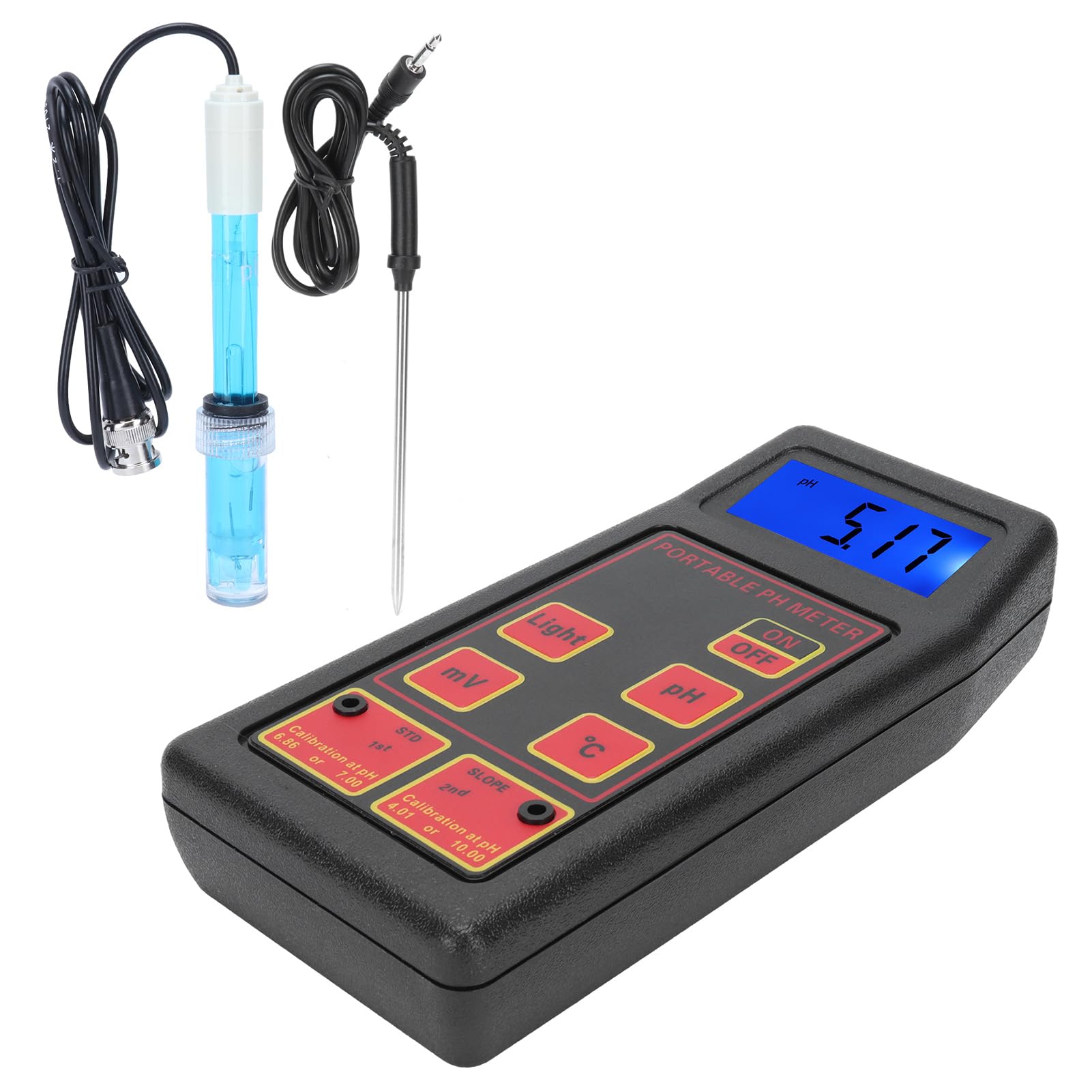 Qcwwy Kit per Test dell'acqua Test per Piscine Kit di Strumenti Tester Misuratore di Temperatura con Calibrazione Automatica per Piscina Aquarium 4 in 1 Tester Digitale della qualità