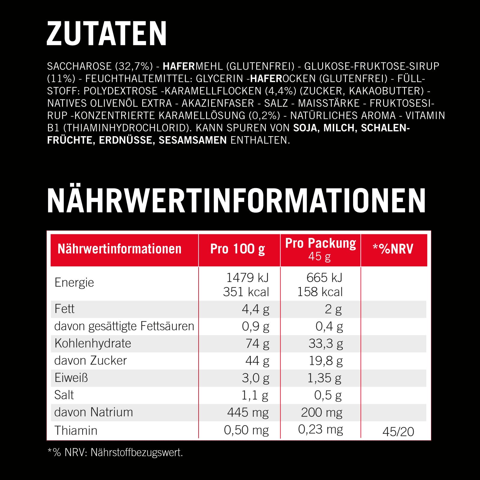 Enervit Carbo Bar C2:1PRO Salty Caramel, Energieriegel für Ausdauertraining mit 30g Kohlenhydraten, Optimierte Kohlenhydrataufnahme (+50%), mit Natrium, Glutenfrei & VeganOK, 12 Riegel à 45g