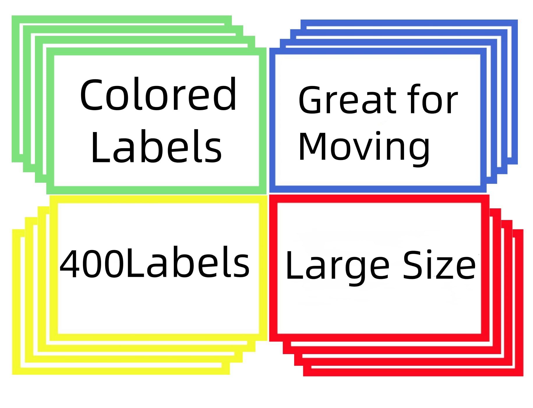400 Large Moving Labels for Boxes Color-Coded Label Stickers Packing Labels for Moving 6 x 4 Colored for Home Organization Projects, Bins, Kitchen