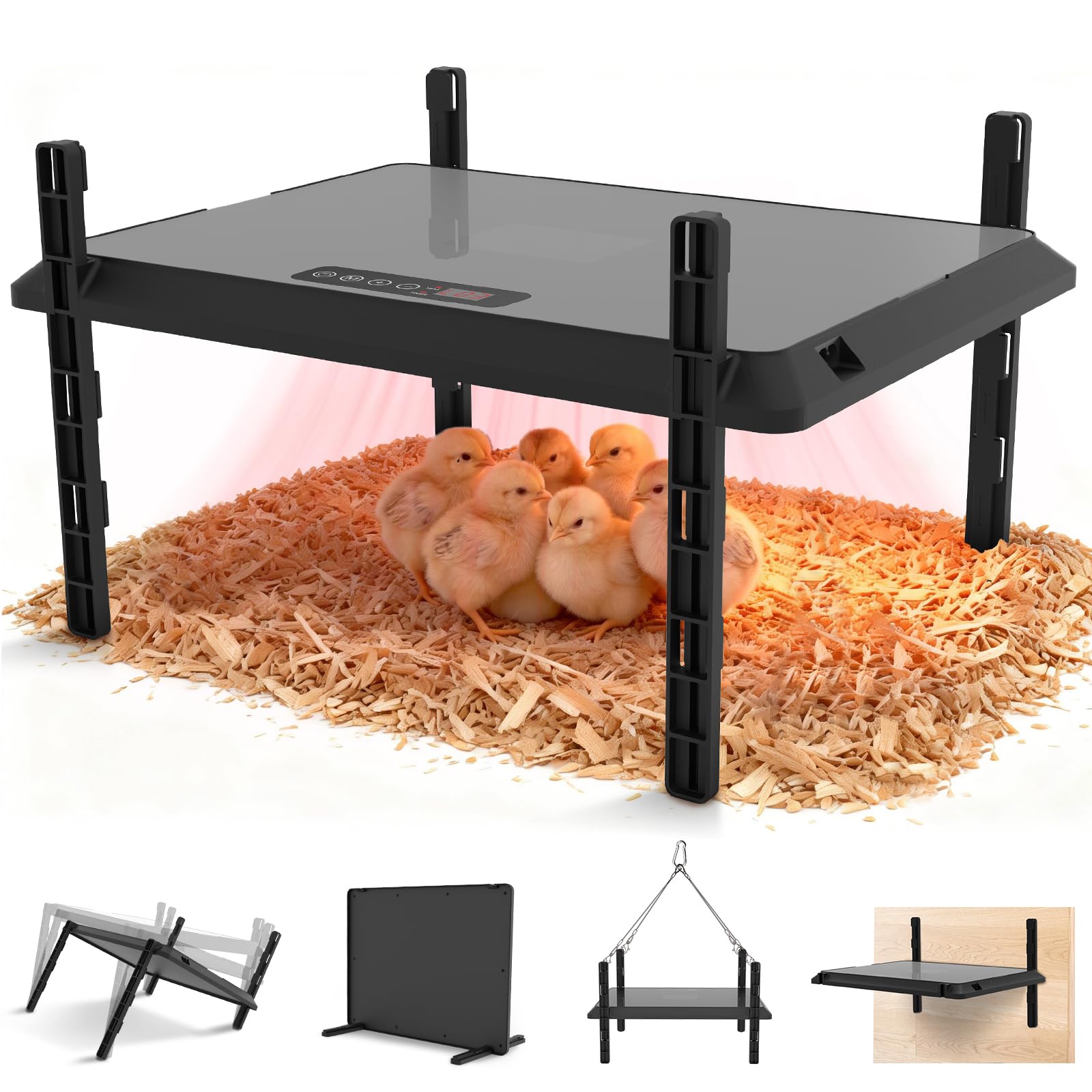 Photo 1 of Devopet Smart Chick Brooder Heating Plate, Chicken Coop Heater, 75W Brooder Heater with Timer & Adjustable Thermostat, Radiant Heat Panel for Poultry, Energy-Efficient, UL-Compliant