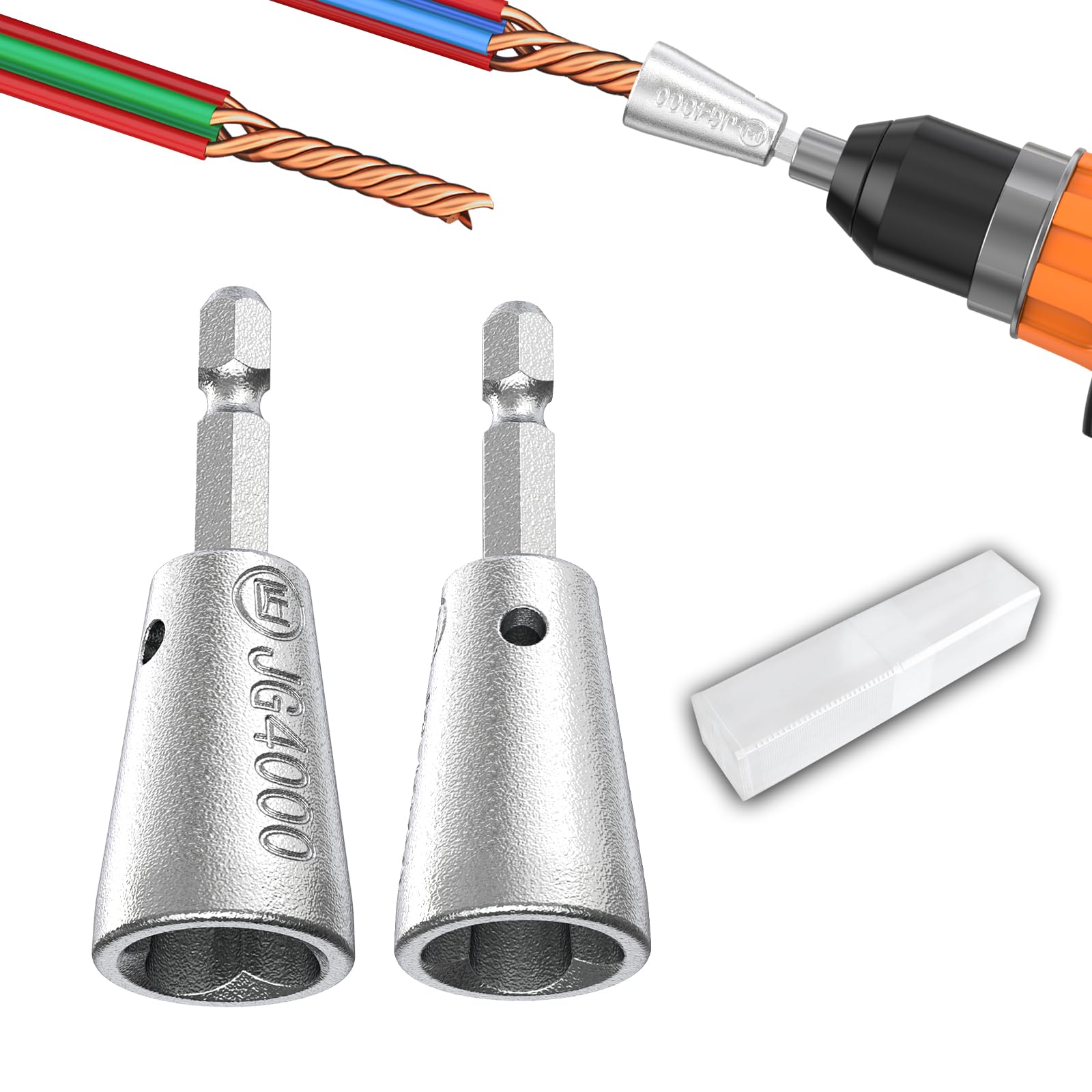 Wire Twister Tool for Drill, New Upgrades Drill Wire Nut Twister Bit, Electrical Wire Twister Tool with 1/4" Shank, Wire Connectors Twisting Stripping Tool, Wire Cable Twister Drill Bit(2pcs)