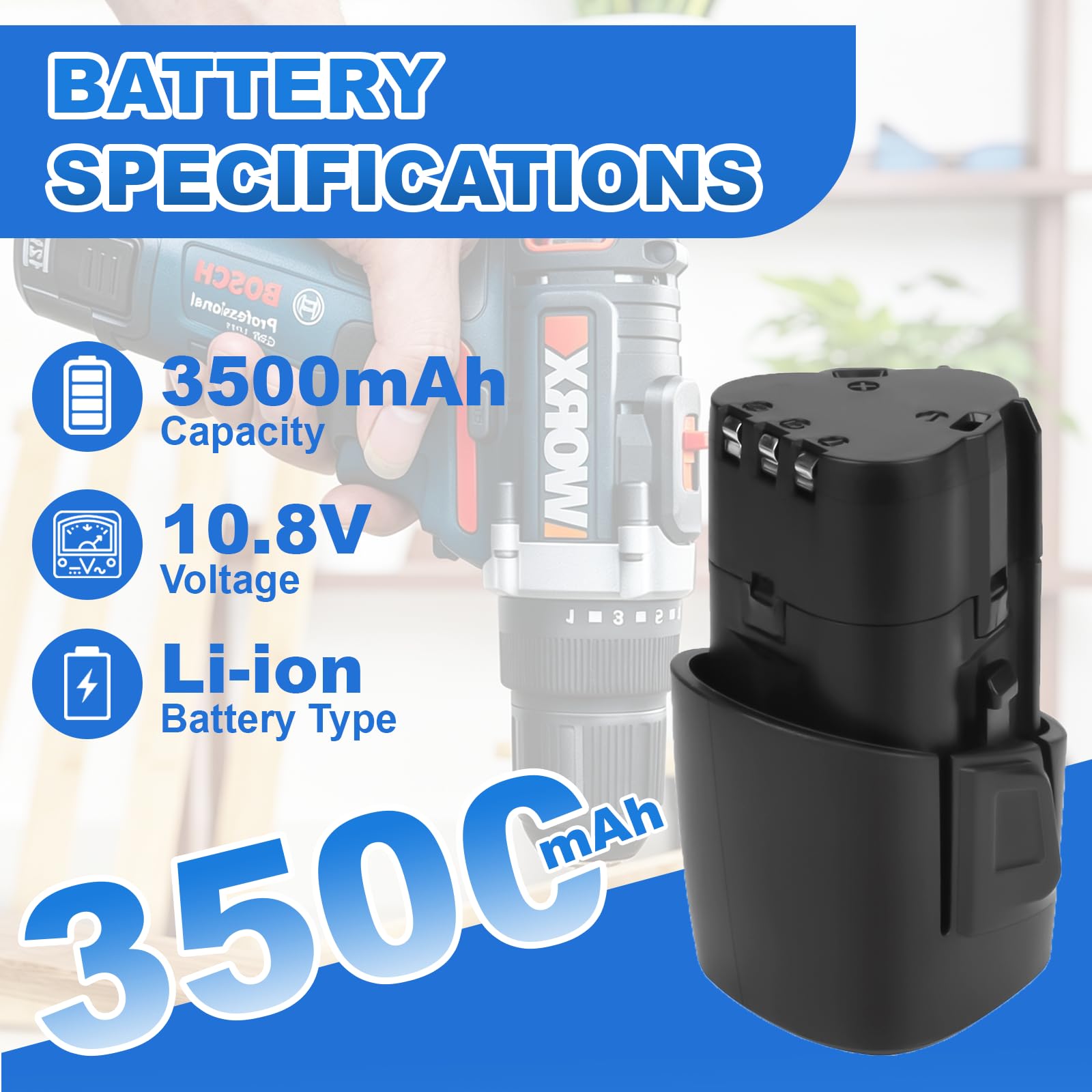 2X 10,8V 3500mAh Batterie de Rechange pour Stihl HSA 25