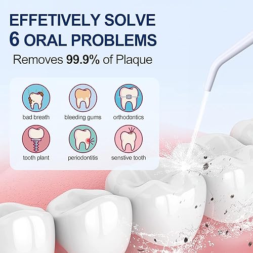 Miniatura 4 de Irrigador dental de agua inalámbrico MOCEL 5 modos de irrigador oral 300ML portátil y USB C cable recargable IPX7 impermeable hilo dental Pick