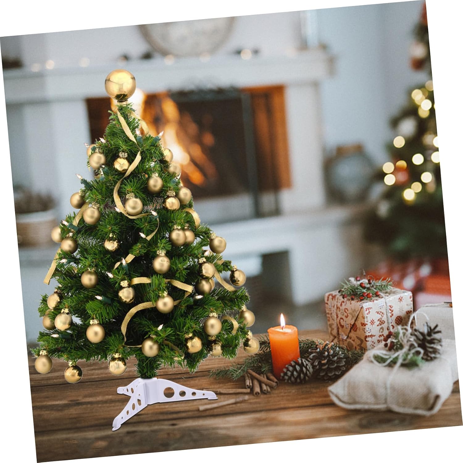 Detachable Christmas Tree Stand with Stable Triangle Base White Xmas Holder for Artificial Trees Easy Disassembly and Storage for Holiday Parties Weddings Outdoor Use