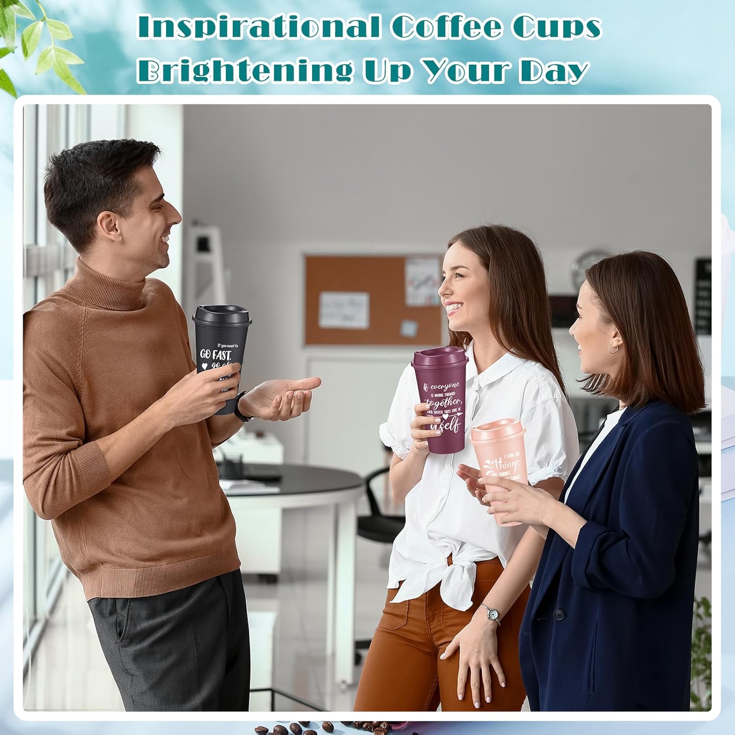 12 Pcs Appreciation Cups Gifts, Team Coffee Mugs for Office Coworkers Employee Staffs, 16 oz Reusable Plastic Cups with Lids, Gifts for Staff at Work (Stylish Color) - Image 5