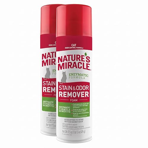 Nature's Miracle Stain & Odor Remover Foaming Aerosol For Cats, 17.5 Oz (Pack of 2)