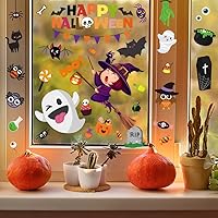 Vista 5 de 6 hojas de calcomanías de Halloween para ventana, calcomanías de Halloween para ventana, decoración de ventana de Halloween para niños, calcomanías