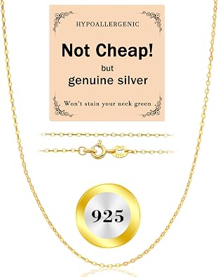 Italian 1.2/1/0.8mm 925 Sterling Silver Chain for Women, Solid Box Cable Rope Station Necklace Chains, Nickel-Free & Hypoallergenic, Thin & Dainty & Sturdy, Perfect for Pendants & Everyday Jewelry