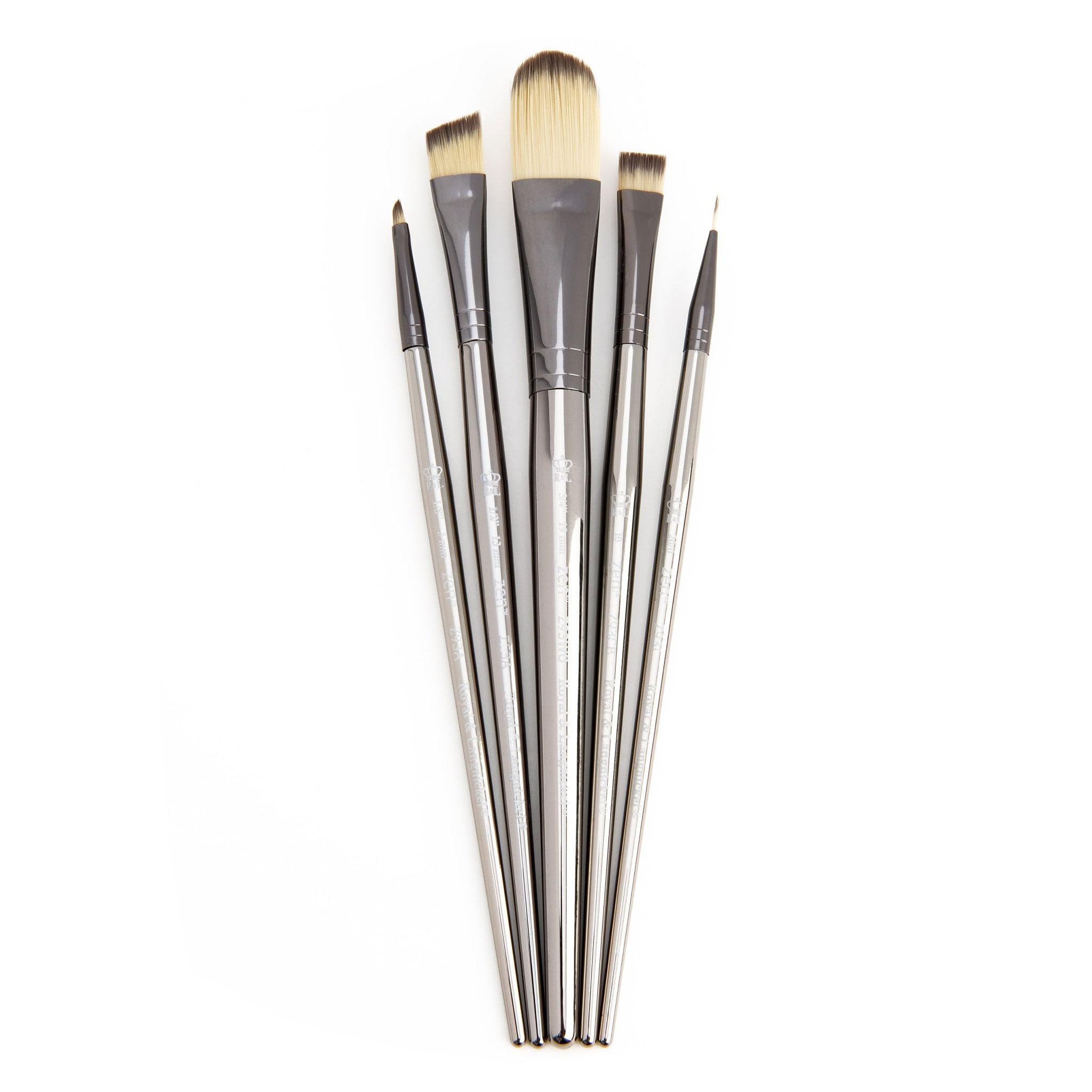 Royal & Langnickel Zen 5pc Standard Handle Brush Set, Includes - Wash, Oval Wash, Angular, Liner & Chisel Blender Brushes