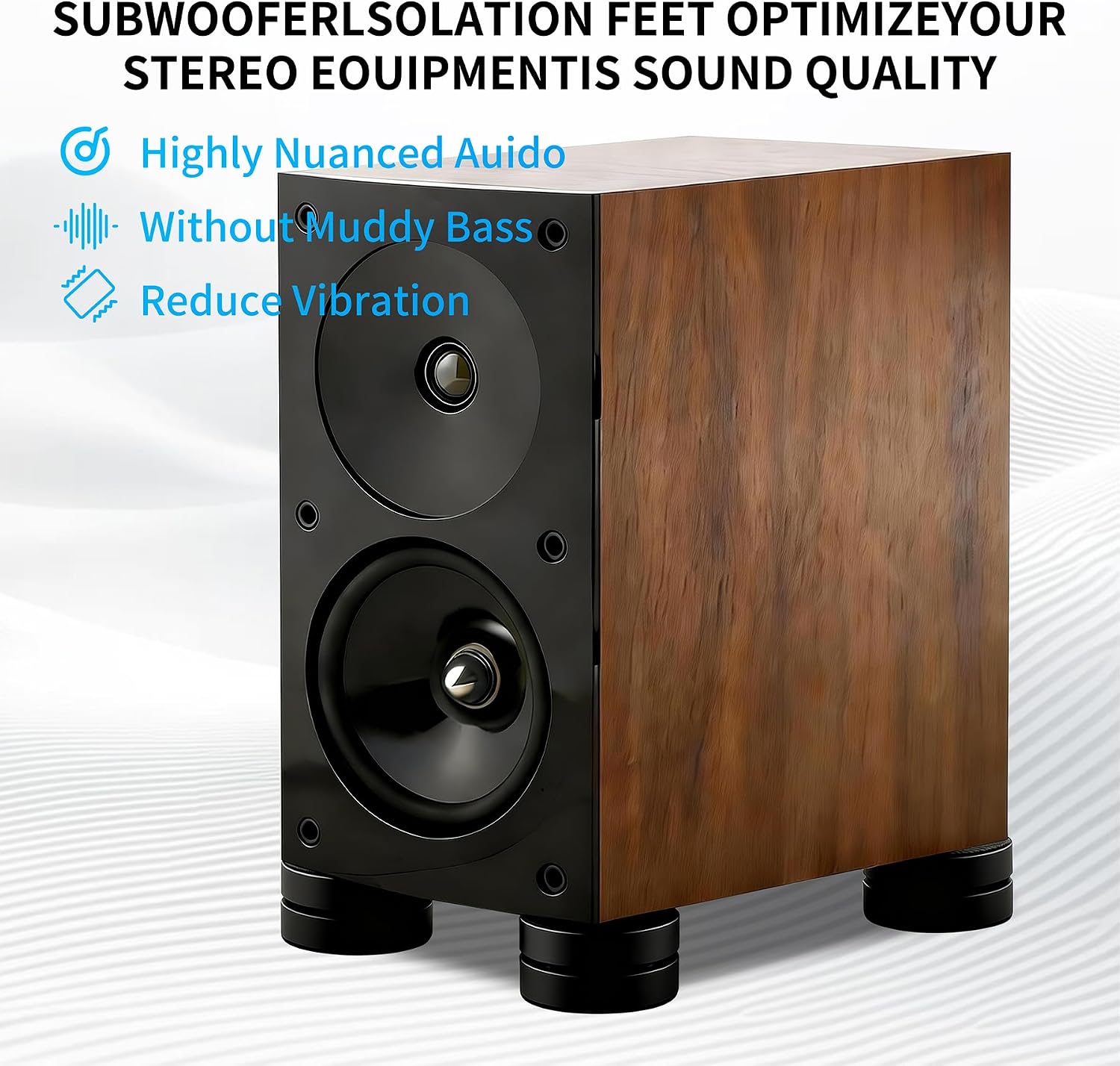 3-Point Isolation Feet for Speakers & Turntables, Brass and Aluminum Anti-Vibration Spikes for Audiophiles, Enhanced Sound Quality(Black)