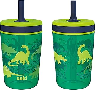 Kelso 15 oz Tumbler Set, (Dino Camo) Leak-Proof Screw-On Lid with Straw Made of Durable Plastic and Silicone, Perfect Cup Bundle for Kids (2pc Set)