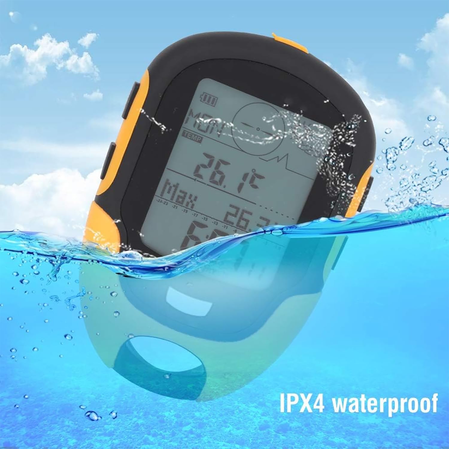 Calibre De Altura De Mano, Brújula De Altímetro Multifunción, con Dirección, Reloj, Temperatura, Pronóstico Meteorológico Y Visualización De Altitud, Impermeable IPX4, para Escalar Senderismo