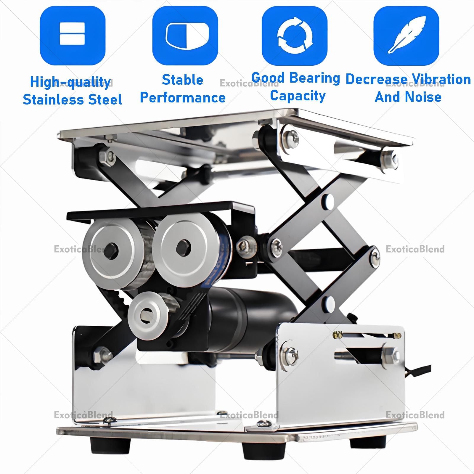 Plataforma Elevadora Eléctrica de Laboratorio, Plataforma Pequeña de Acero Inoxidable, con Control Remoto, Capacidad de Carga de 10 kg, para Laboratorios Escolares 20 * 20cm