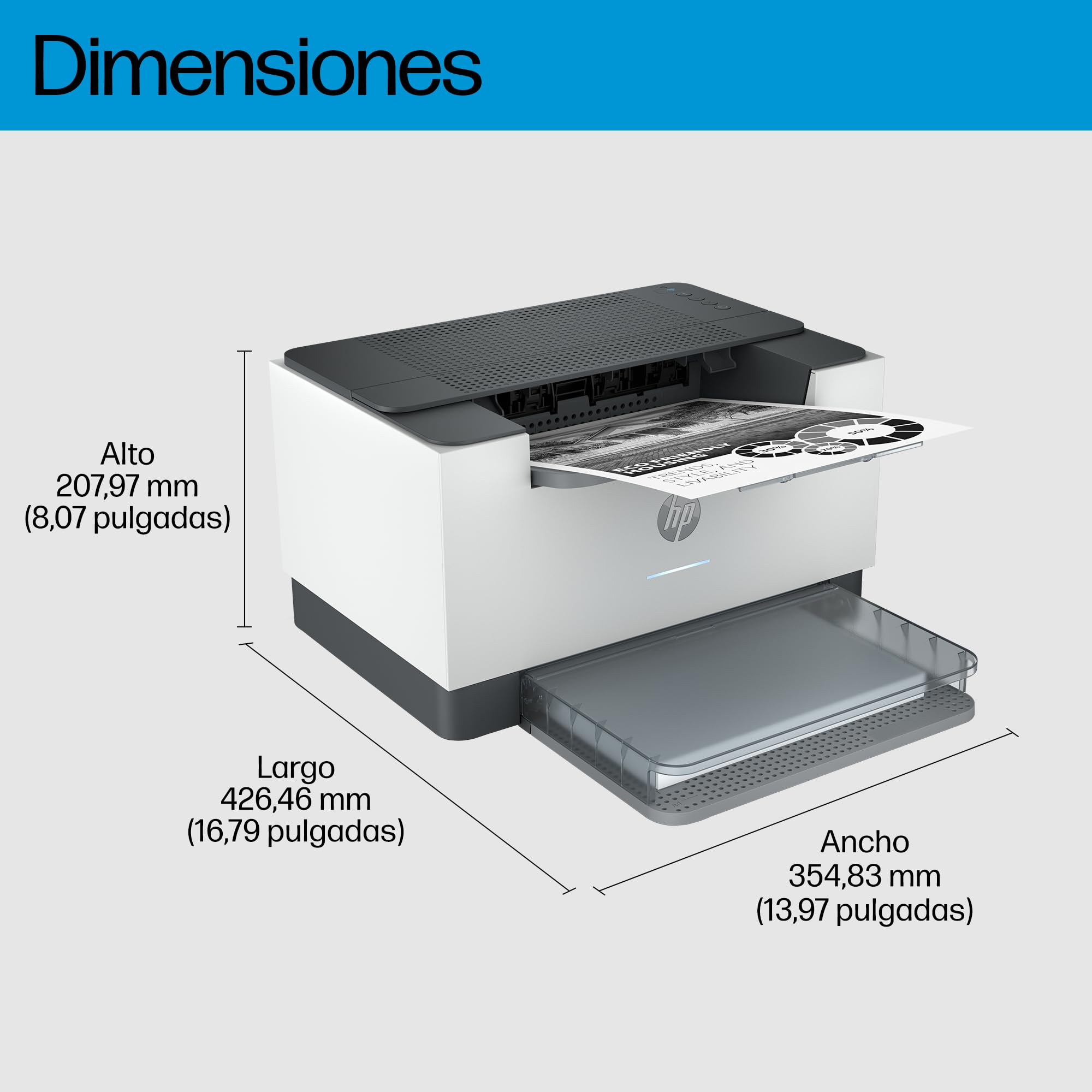 HP LaserJet M207dw, Impresora Láser Monocromo A4, Impresión a Doble Cara automática, 28 ppm, USB 2.0, Wi-Fi, Ethernet, Smart, Panel con Botones LED, Procesador 500 MHz, Memoria 64 MB, Gris