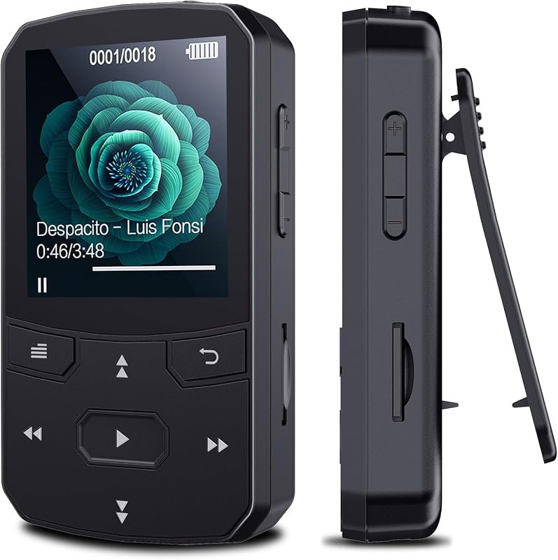 RUIZU 64GB Clip MP3 Player with Bluetooth 5.3, Lightweight 1 oz