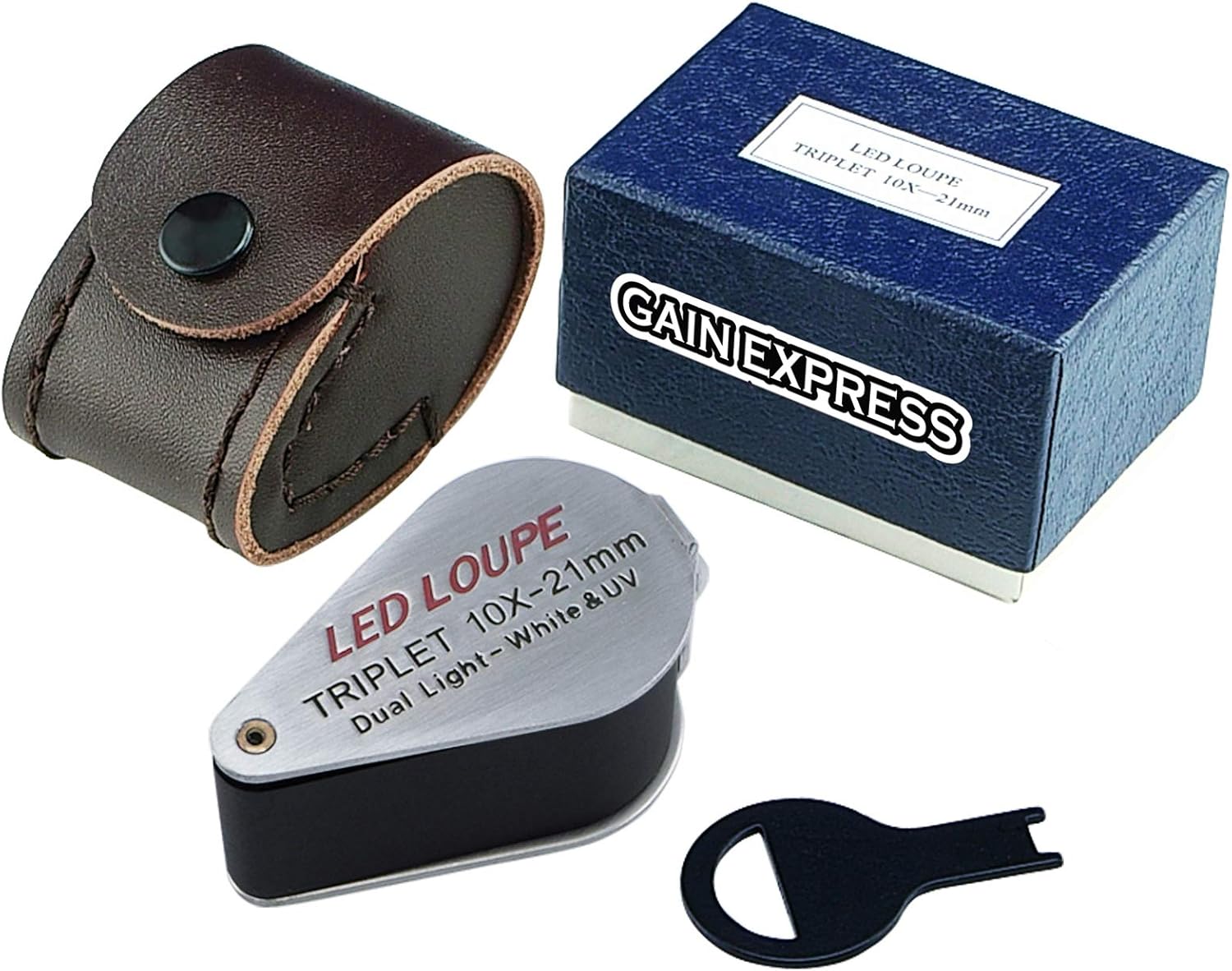 Gain Express 10 x 21mm Mini Folding Illuminated Loupe Jewelry Magnifier Pocket with LED Light, for Gems Jewelry Jewelers Eye Rocks Stamps Coins Watches Hobbies Antiques Gems : Arts, Crafts & Sewing