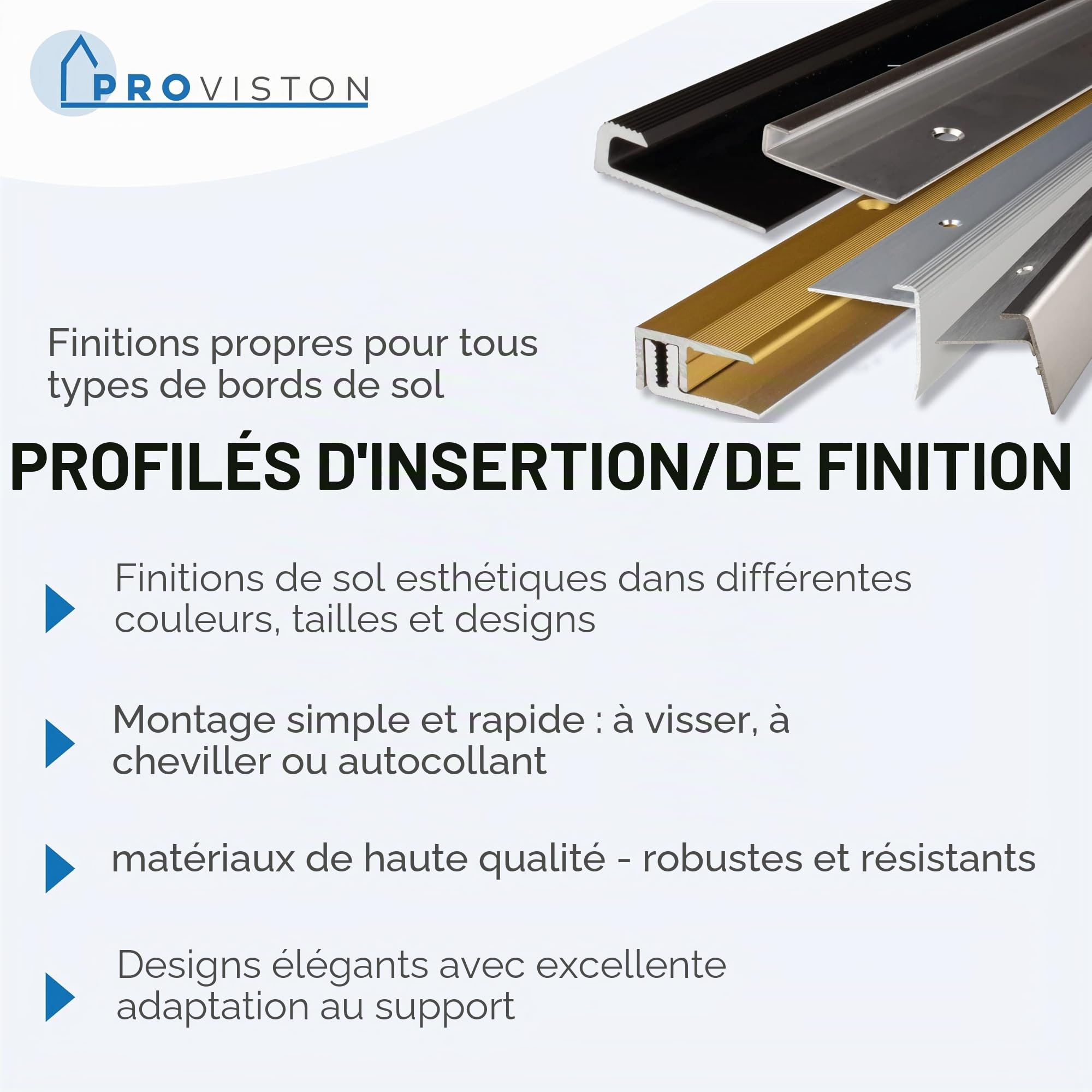 PROVISTON profil de finition à emboîter | Alu anodisé | Bronze clair | Largeur 31 mm | Hauteur 4,5 mm | Longueur 1000 mm | À visser | Nez de marche escalier | Profilé nez de marche parquet | 1 pièce