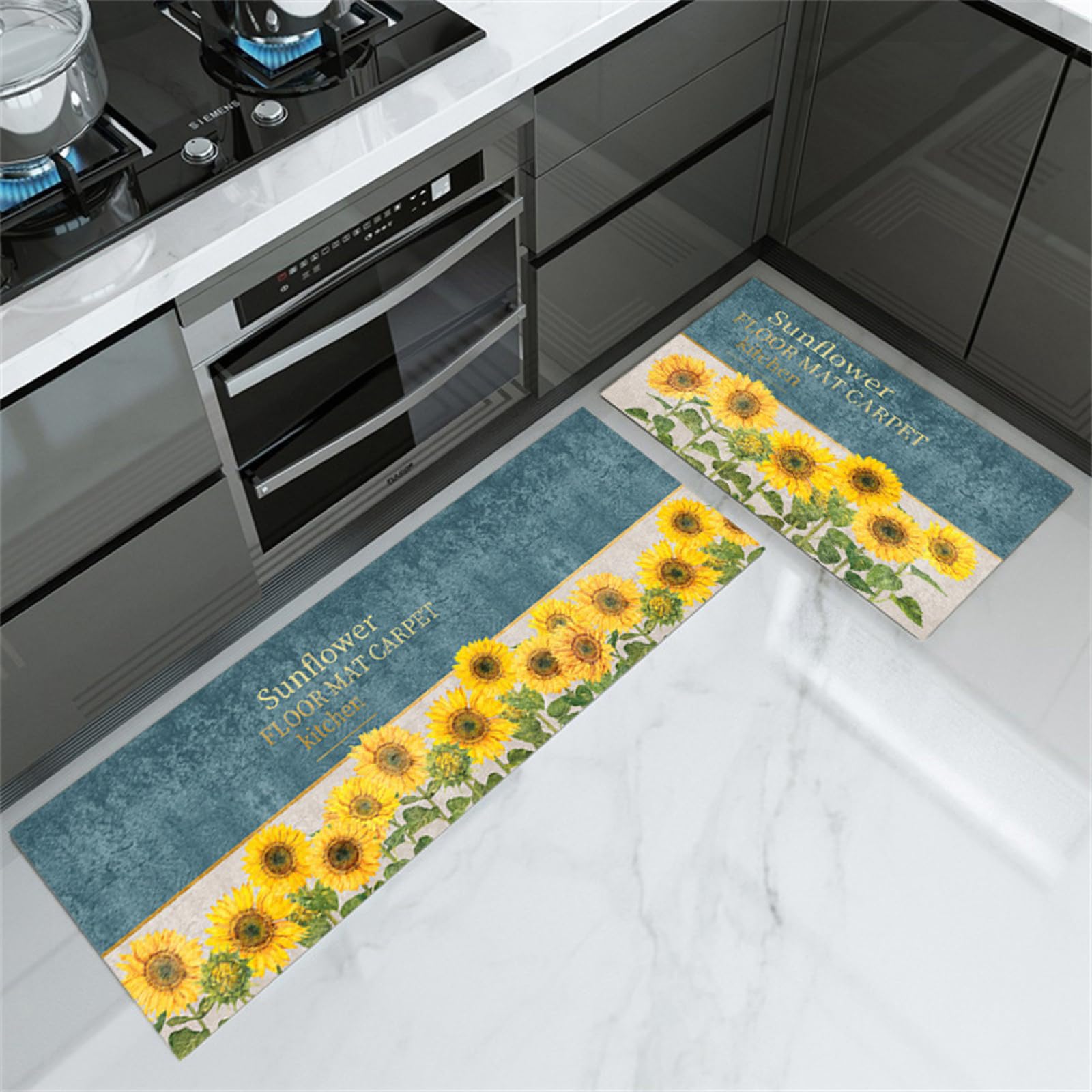 Lot de 2 tapis de cuisine antidérapant et lavable grand tapis de sol