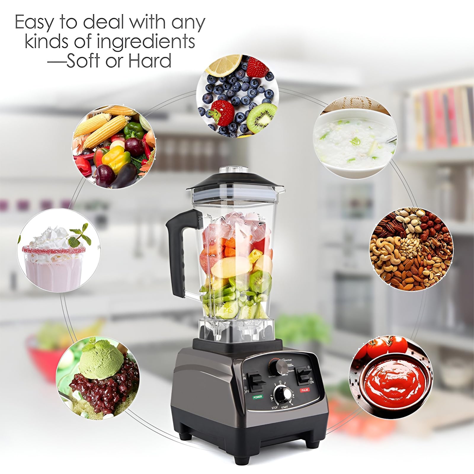Elektryczny Rozdrabniacz żywności I Szybki Blender Na Blacie, Profesjonalny Ekspres Do Smoothie Do Koktajli, Koktajli I Kruszenia Lodu