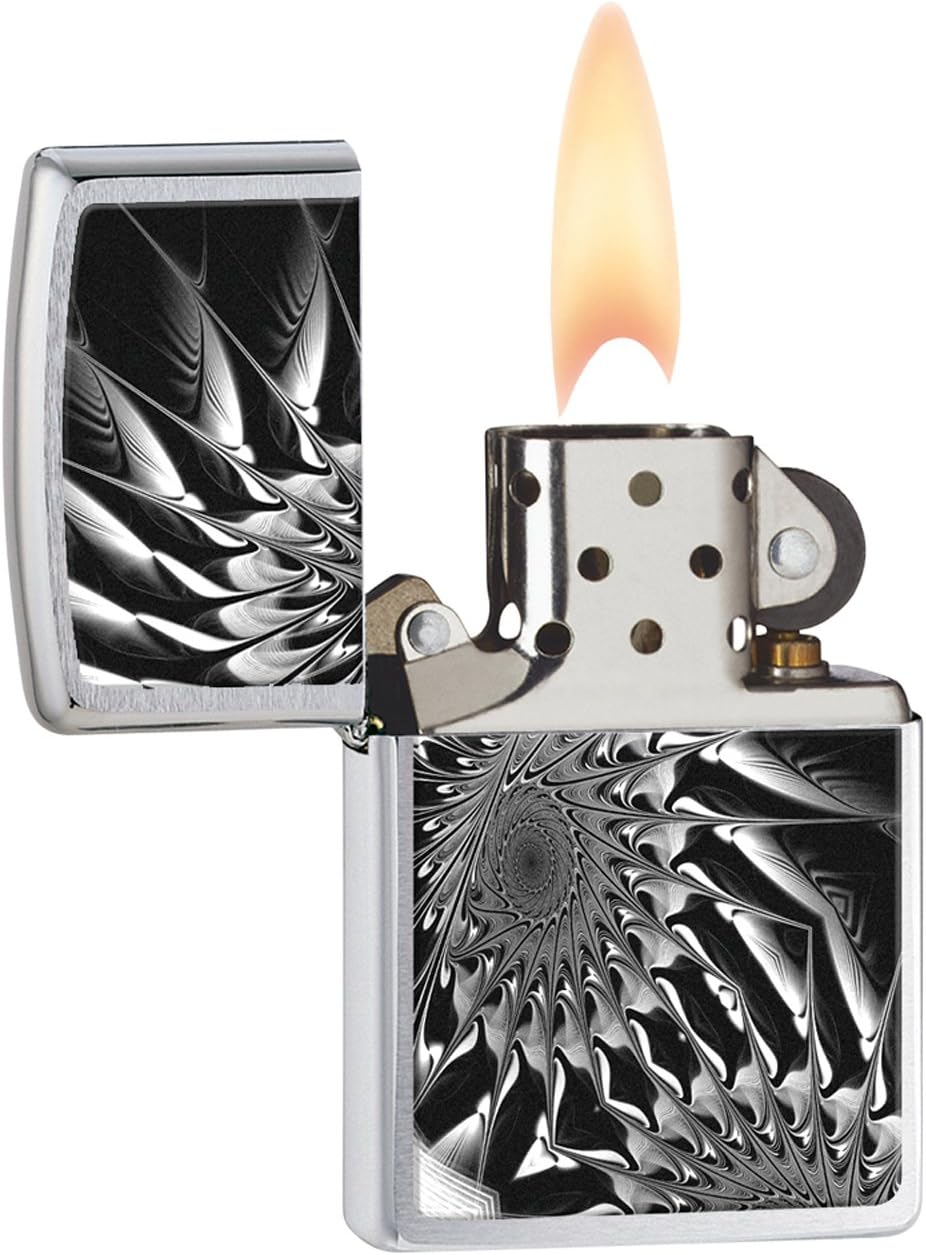 Zippo Metal Abstract Pocket Lighter, Brushed Chrome