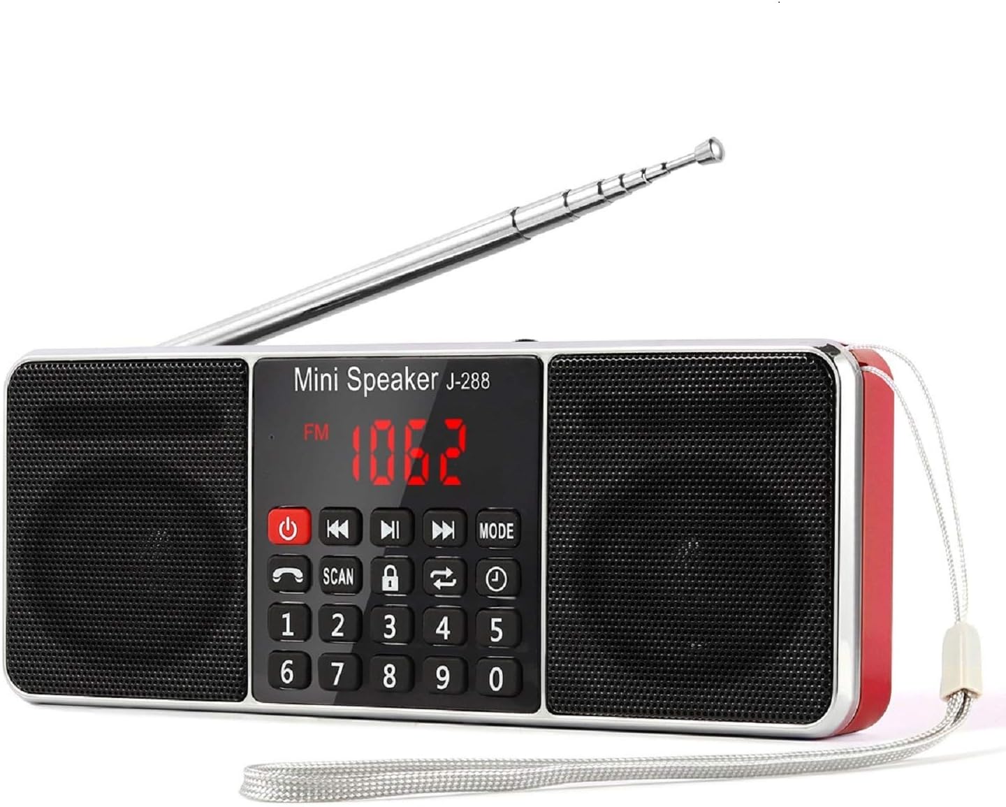 J-288 Portable Radio AM FM Radio with Bluetooth Speaker, Sleep Timer, Power-Saving Display, Ultra-Long Antenna, AUX Input & USB Disk & TF Card MP3 Player, NO Manual Preset