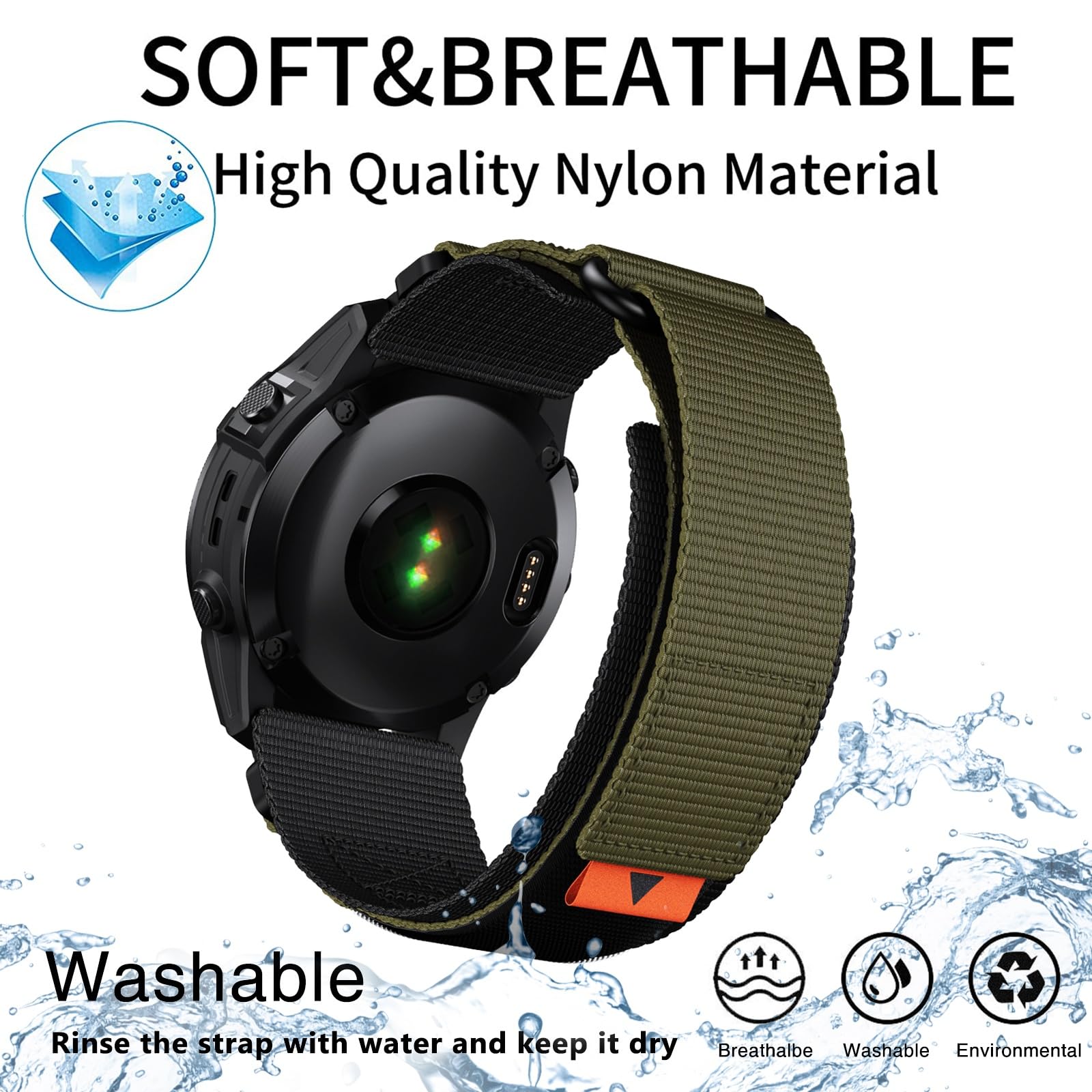 YOOSIDE taktyczna nylonowa bransoletka do zegarka Garmin Fenix 7X / Fenix 6X / Fenix 5X / Enduro 2, QuickFit, 26 mm, pleciony nylonowy pasek na nadgarstek do Tactix 7 Pro, Descent Mk2, QuickFit 26mm