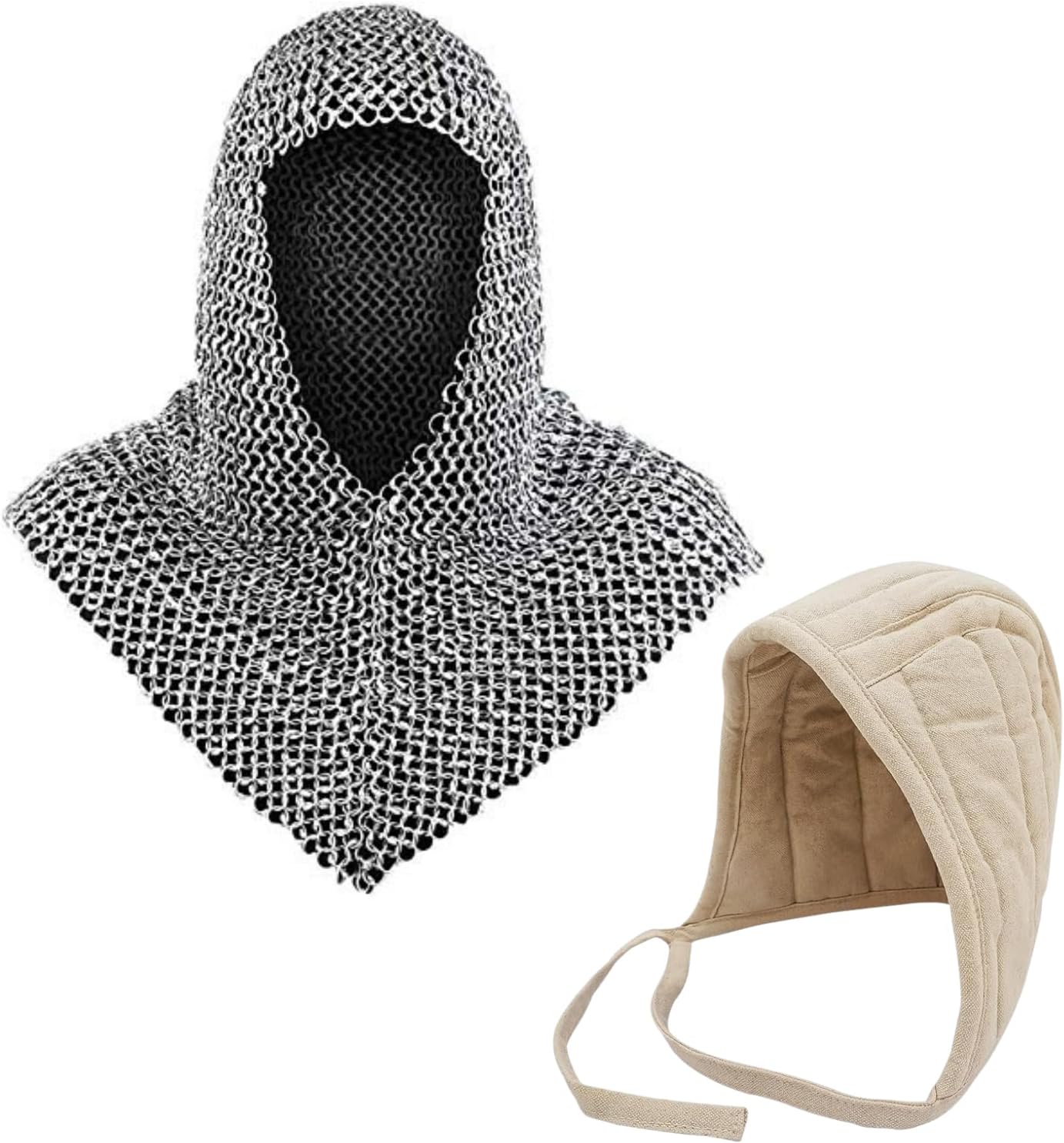 Medieval Warrior Chainmail Coif Armor, 18.75 Inches