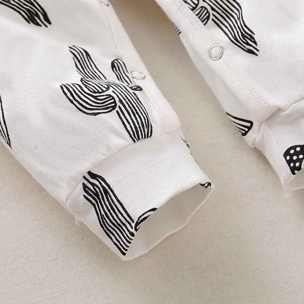 Unisex Baby Footed 𝐒leeper Newborn Girls Boys Floral Pleats Button 𝐏ajamas Romper with Hat 2pcs (White, 3-6 Months)