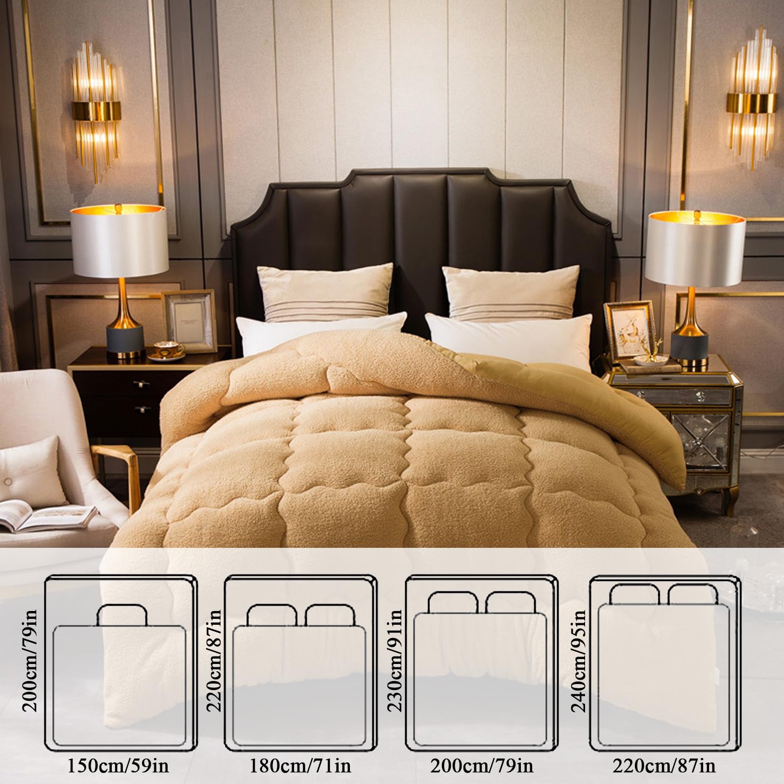 Edredón de Cama, Relleno de Fibra Suave, Edredon Matrimonio Cama, Ligero, Transpirable para Otoño e Invierno, Manta Edredón Cama Cálido Lecho (D 150x200cm/59x79in 2.5kg)