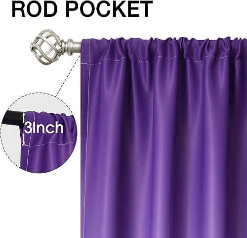 Miniatura 3 de COSVIYA Cortinas degradadas para oscurecer la habitación de 84 pulgadas de largo para sala de estar, bloqueo de luz, verde azulado a morado, 2 tonos