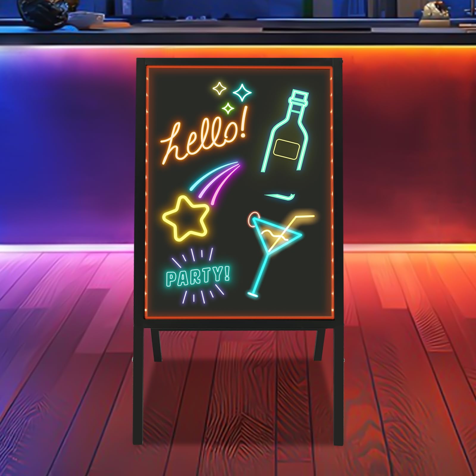 Tableau Lumineux LED Avec Télécommande - 50x70 Cm - 7 Couleurs, 11 Modes Clignotants - Pour Commerce, Mariage, Restaurant
