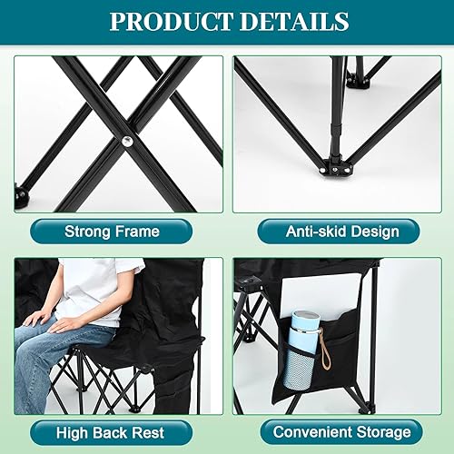 Miniatura 4 de Kigley Banco de fútbol plegable de 6 asientos, portátil, para equipo deportivo, para campamento de fútbol, viajes, eventos, asientos al aire libre