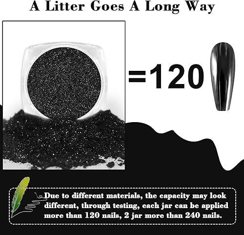 Miniatura 10 de Allstarry Polvo de uñas cromado, 2 unidades, efecto espejo metálico, purpurina esmaltada, decoración de manicura, pigmento reflectante para esmalte