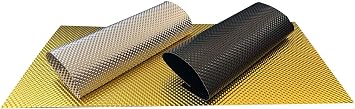 Xinhan Black/Gold/Silver Embossed Aluminium Heat Insulation Sheet Fit Fire Walls,Under Hoods,Transmission Tunnels,Floor Pans,Fuel Cells,and Exterior Under Vehicle Locations Black, 12"x24" - 2 sq.ft