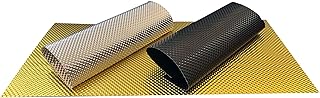 Xinhan Black/Gold/Silver Embossed Aluminium Heat Insulation Sheet Fit Fire Walls,Under Hoods,Transmission Tunnels,Floor Pans,Fuel Cells,and Exterior Under Vehicle Locations (Gold, 24"x24" - 4 sq ft)