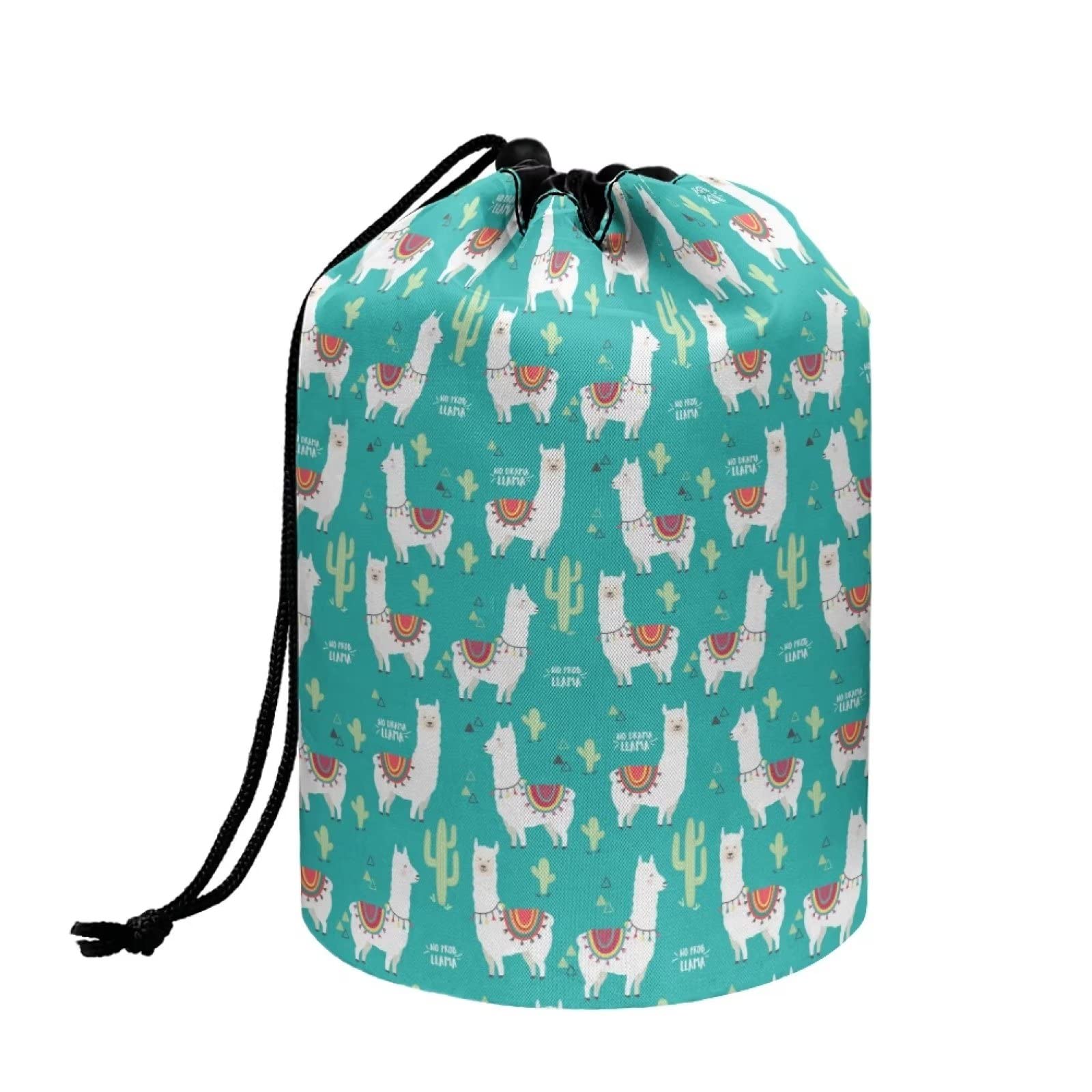 chaqlin Hippie Lotus Print Travel Cosmetic Bags Barrel Makeup Bag,Women Girls Portable Foldable Cases Multifunctional Toiletry Bucket Bags Round Organizer Storage Pocket — view 31