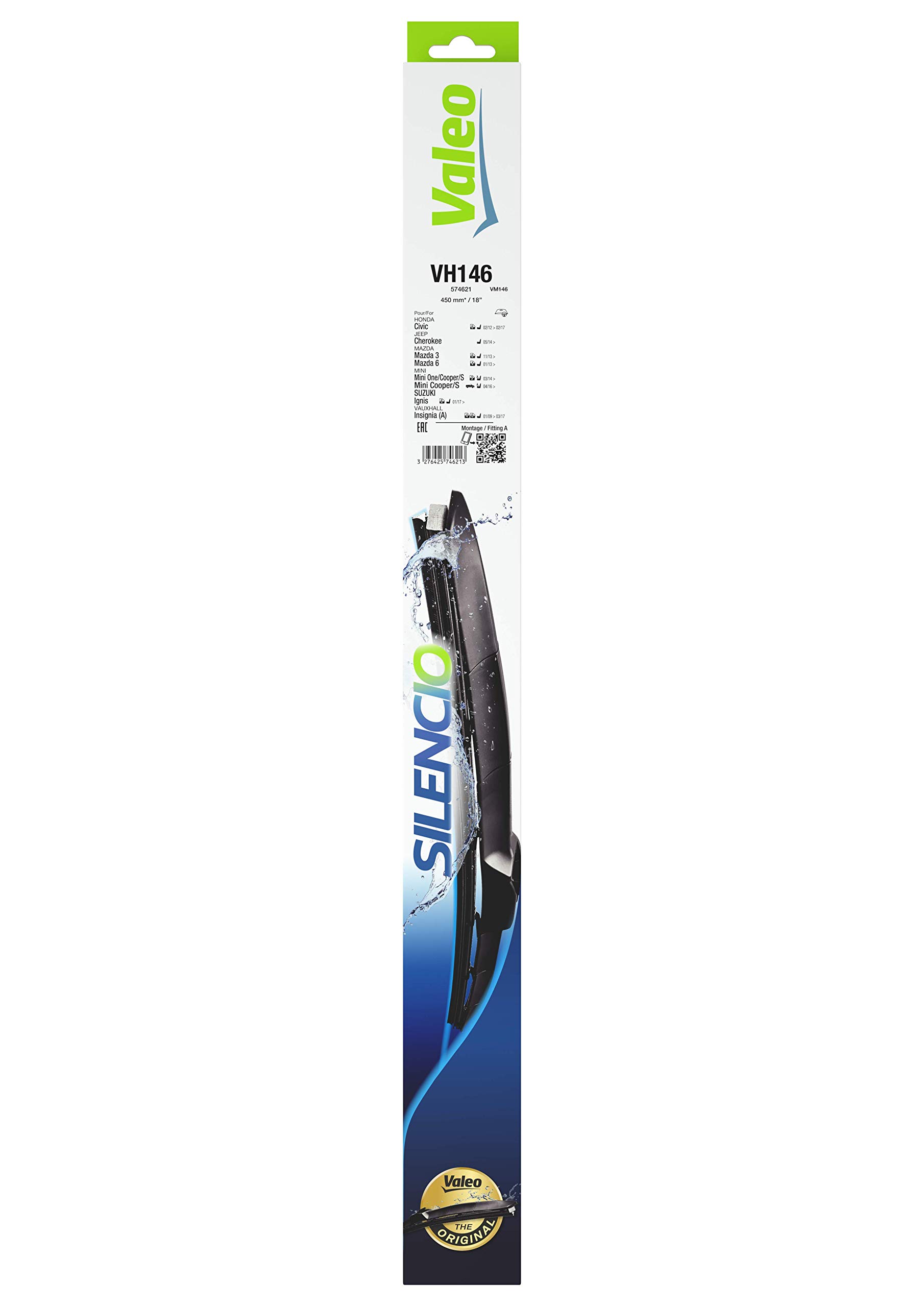 Valeo Wiper Blade, Silencio Hybrid RHD VH146 (x1), 574621, Black/Grey, 450, Set of 2