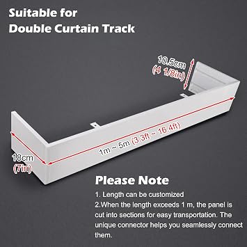 White Curtain Pelmet Box Only, Ceiling Mount Curtains Pelmet Without Track, Decorative Valance Curtain Pelmets Panel, Cuttable Metal Window Cornice Cover(2m (6.6ft))