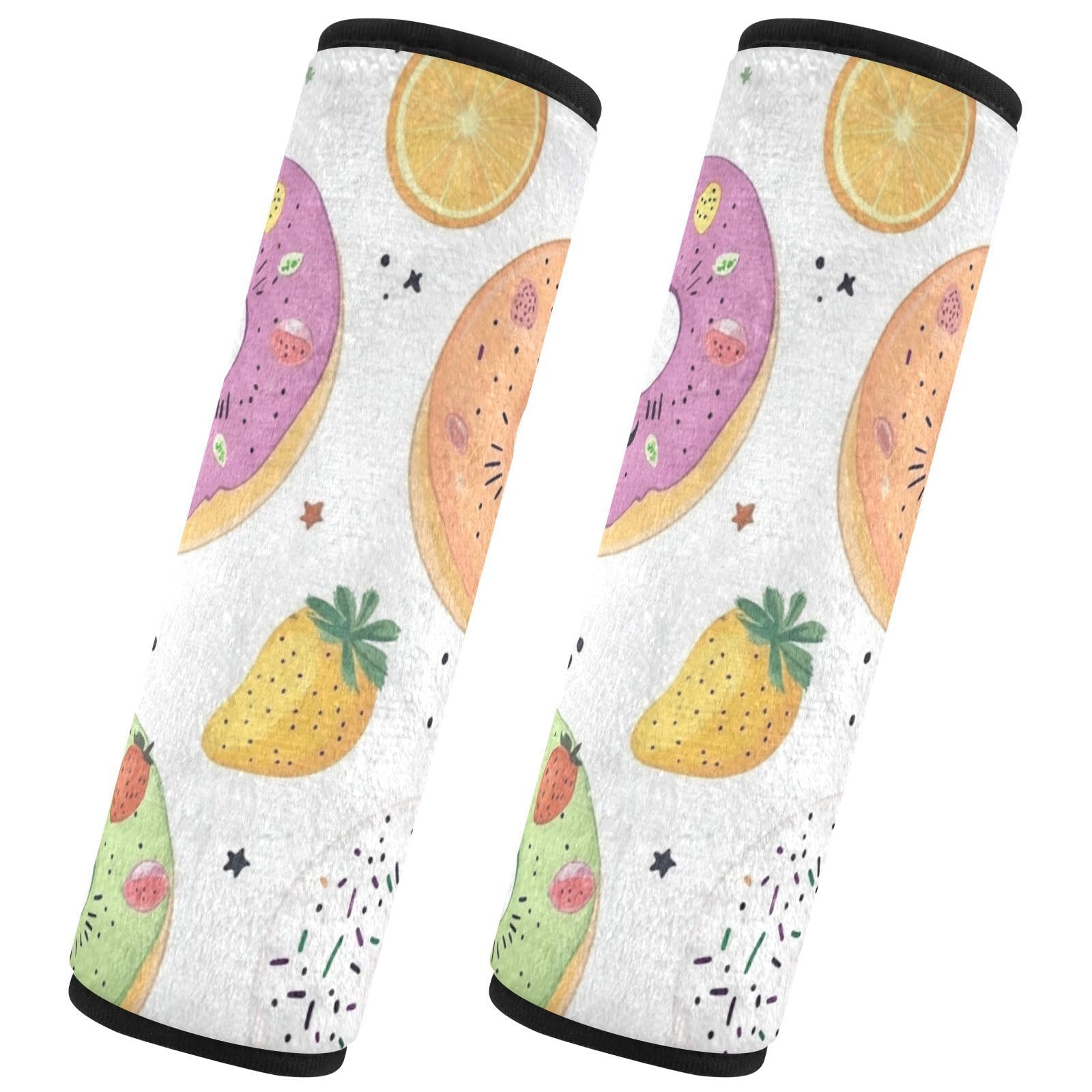 Seat Belt Covers 2 Pack Colorful Doughnuts Car Seat Strap Covers Super Soft Cartoon Car Seat Neck Cover for Boys Girls Adults Babies S