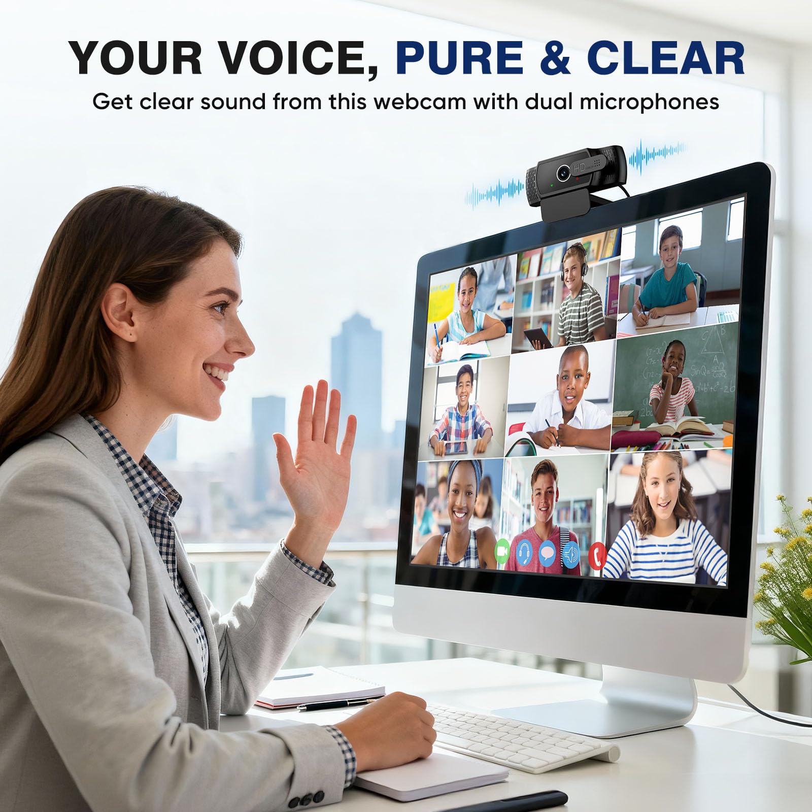 Webcam for PC with Microphone - 1080P FHD Webcam with Privacy