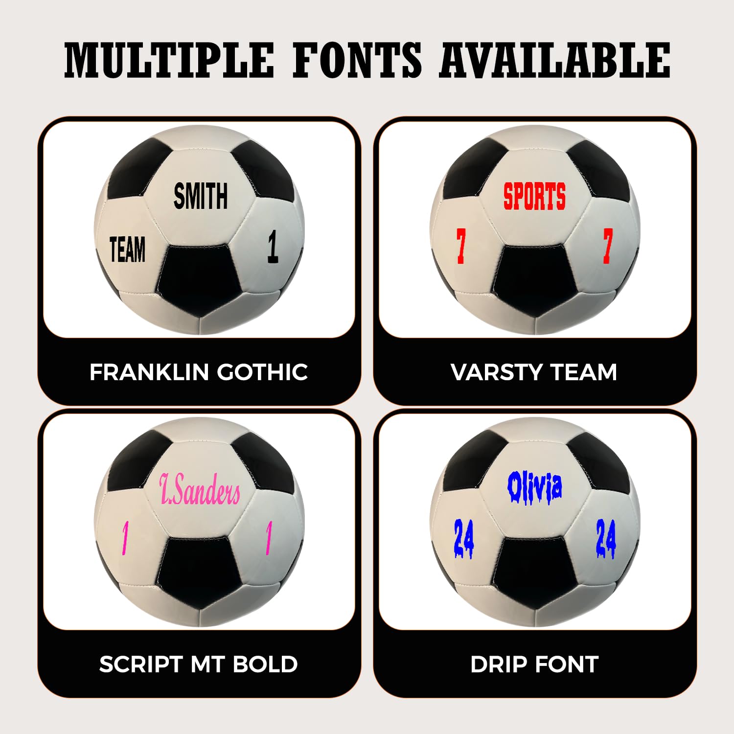 BASKETBALL KINGDOM Customized Soccer Ball with Name or Text – Sizes 3, 4 or 5 – Classic Style Personalized Soccer Gifts for Boy or Girl (Size 5 (Ages Over 12))